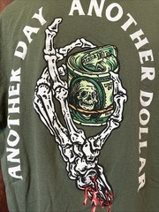 Retrofit Another Day Another Dollar Skeleton Styled Green Shirt Size XL Mens