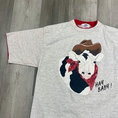 Vintage 1992 Hay Baby Funny Cow Size XL Country Farm Animal Cowboy Nature Tshirt
