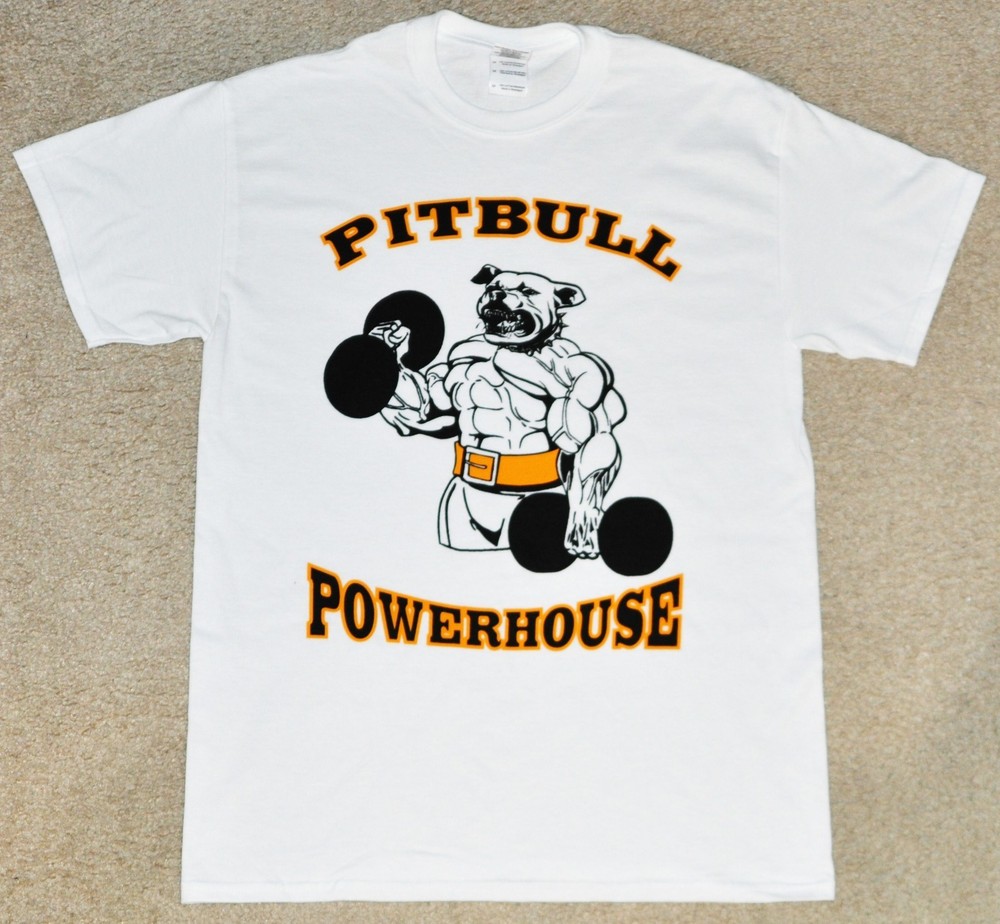 Pitbull Powerhouse Workout Bodybuilding Gym T-shirt White / Black / Gold M L XL