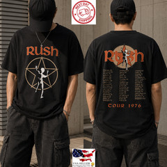 Rush 1976 Vintage Rock Band Tour Concert Graphic T-Shirt