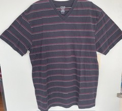 CSG Champs Sports Gear Mens Striped T Shirt V Neck Short Sleeve, Black, Size 2XL