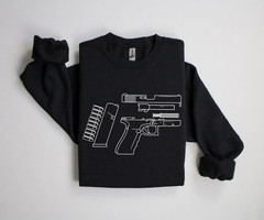 Glock T-Shirt or Sweatshirt Gun S M L XL 2XL 3XL 4XL 5XL – BLACK / NAVY Man’s