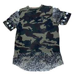 FOCUS Quality Wear T Shirt Mens M Shark Mouth Graphic Tee Camo Green Maxi Star M