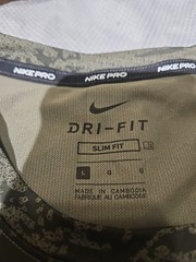Nike Pro Shirt Mens L Green Digital Camouflage Dri Fit Performance Active Tee