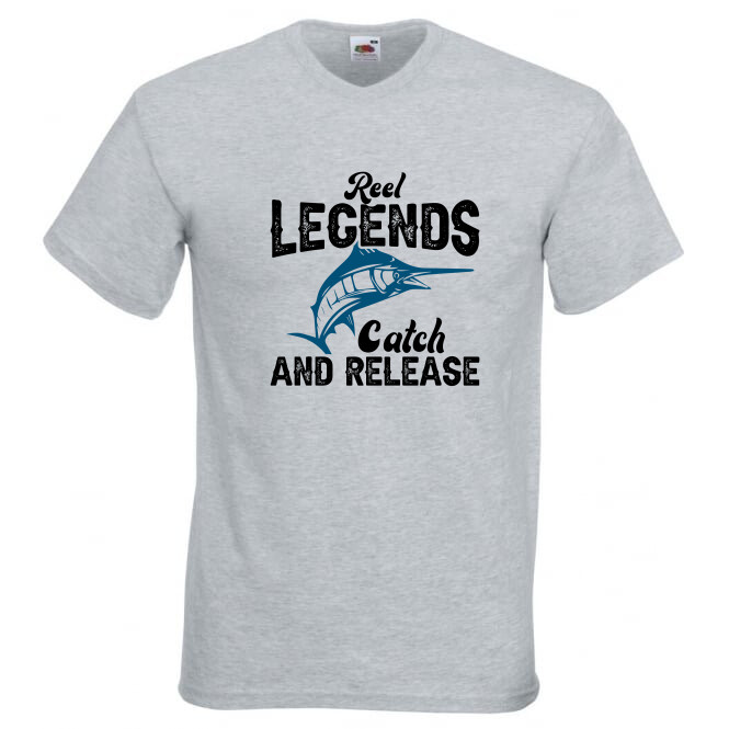Fishing Reel Legends Release Humour Novelty T Shirt Various Colours And Sizes