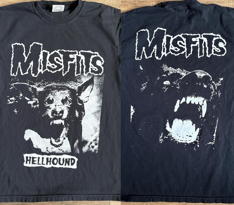 Misfits Hell Hound 2 sided Retro style Black T shirt Heavy Cotton S-5XL NH27353