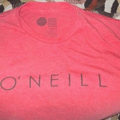 O’Neill Men’s Graphic Logo Crew Neck Short Sleeve Cotton Jersey Tee, Pink, L