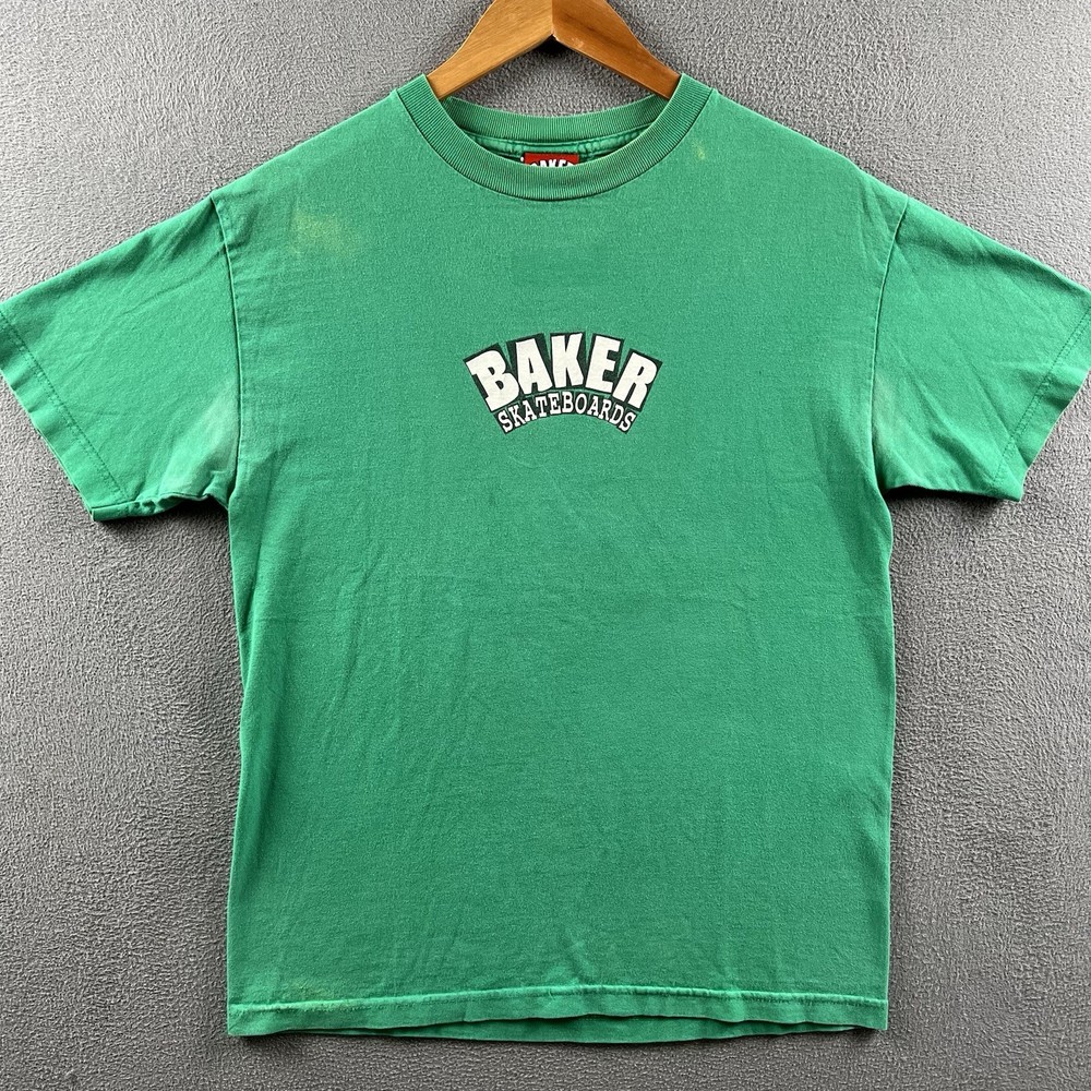 Vintage Baker Skateboards Shirt Mens Medium Green Box Logo Y2K Andrew Reynolds