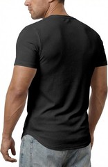 Mens Muscle Slim T Shirts Texture V Neck Longline Henley Gym