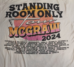 Tim McGraw Tour Tshirt XL 2024 Standing Room Only Tour Dates Concert Graphic