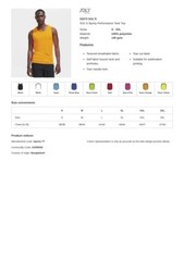 SOLs Mens Sporty Polyester Performance Tank Top Vest Sleeveless T-Shirt S-3XL
