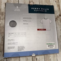 Perry Ellis Portfolio Mens 3-Pack T-Shirts Crew Neck Cotton Blend L (42-44)