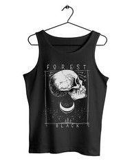 Herren Tank Top Muscle Shirt Forest Black Skull Gothic Moon