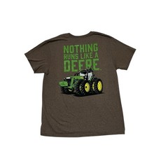John Deere Nothing Runs Like a Deere Heather Brown Graphic T-Shirt NWT Adult LG