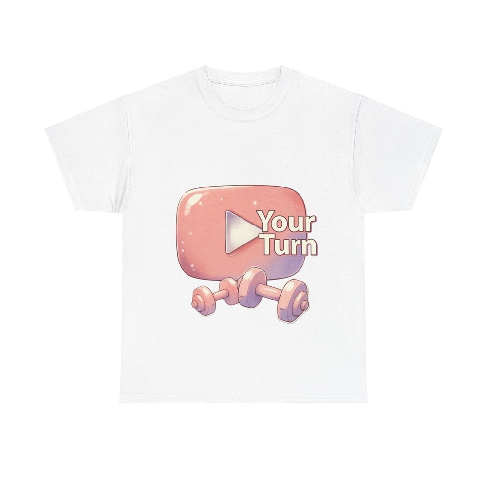 Your Turn Play Button | Gym Tee, Pink Gradient Dumbbell, Sparkle Fitness Shirt