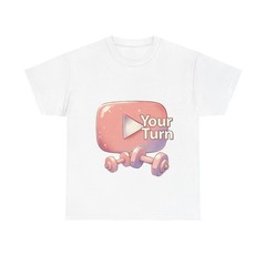 Your Turn Play Button | Gym Tee, Pink Gradient Dumbbell, Sparkle Fitness Shirt