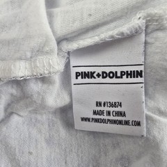 Pink Dolphin Mens T Shirt M White Blue Graphic Mesh Streetwear Dolphin Print