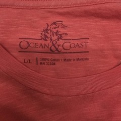 NWT OCEAN & COAST MEN’S SIZE LARGE CORAL 100% COTTON T-shirt Island Time