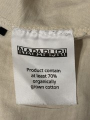 Napapijri Geographic Men Large Tan Beige Zipper Pocket 100% Cotton T-Shirt