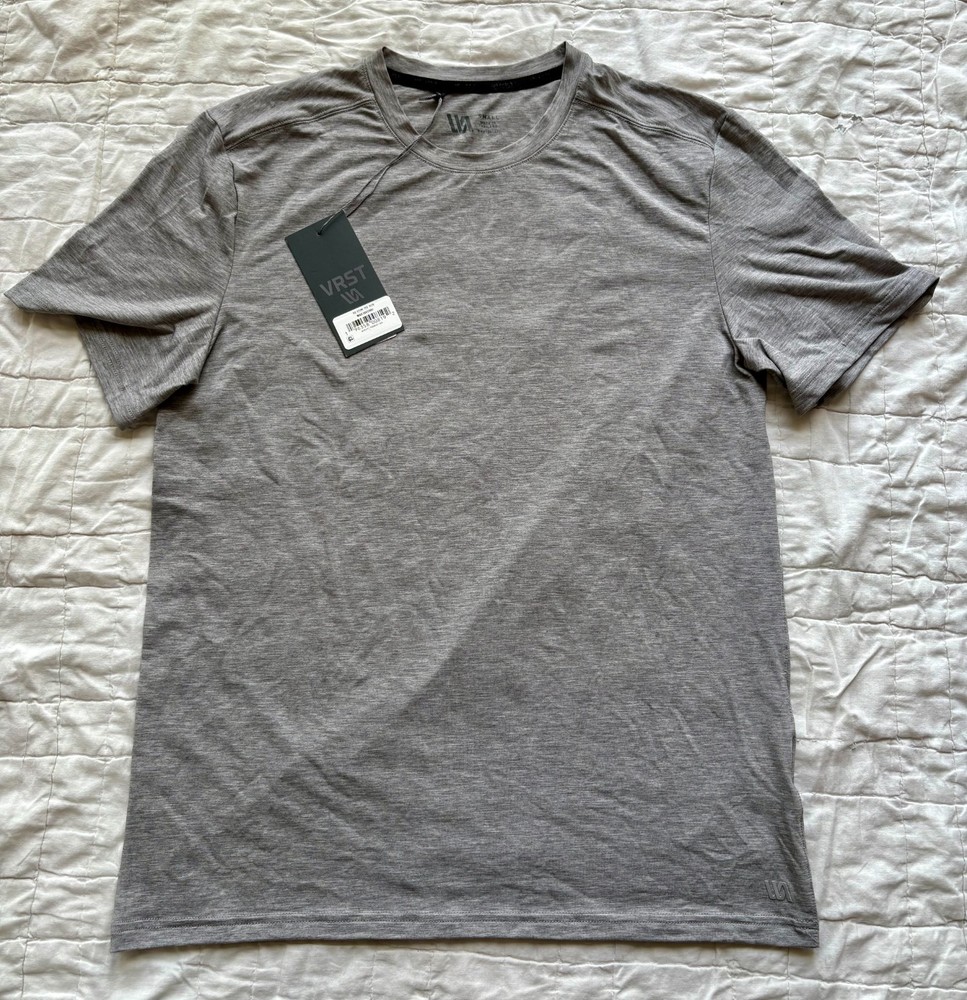 VRST Men’s Small Core Tee HEATHER GRAY, Moisture Wicking, Anti-Odor NEW w/ Tags