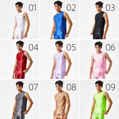 Men’s Sexy Oil Shiny Glossy Sports Muscle T-shirt Slim Elastic Tank Tops Vest