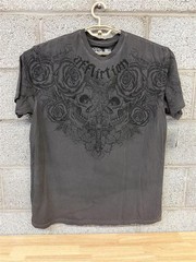 🔥 2010s Affliction Skull Rose Graphic Tee XL Biker Grunge Streetwear Fade 🔥