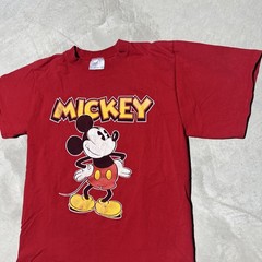 Vintage 80s Disney Mickey Mouse T-Shirt SZ L Genus Red Made in USA Graphic