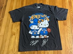 New York Knicks Towns #32 Brunson #11 Hello Kitty VINTAGE Gray BLACK Shirt NYK