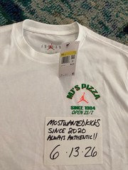 NWT Nike Air Jordan Graphic MJ’s Pizza 23 White T-Shirt Men’s Sz SFREE SHIP