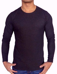 MENS PLAIN LONG SLEEVE T SHIRT SLIM FIT CASUAL GYM FASHION INDIGO BLUE BLACK