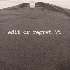 Hanes EcoSmart Edit Or Regret It Graphic T-Shirt L Mens Gray Funny Writer Tee