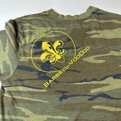 Barbell Voodoo N*A*S*H Shirt Mens Medium Camouflage Camo Graphic Tee Army Green