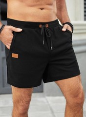 JMIERR Men’s Casual 5″/ 7″ Shorts Waffle Elastic Waist Large, 01 Black