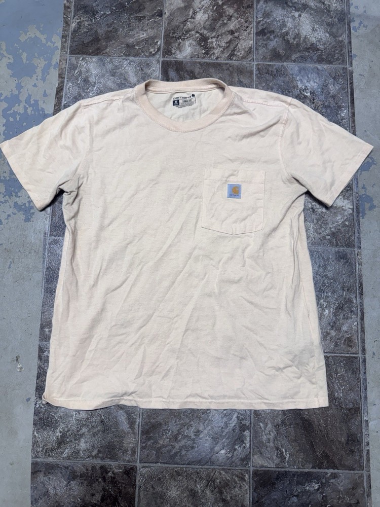 Carhartt K87 Pocket T Shirt Mens Medium Loose Fit Heavyweight Workwear Cream