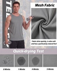 5 Pack Men’s Workout Tank Tops Sleeveless Mesh Muscle Gym Shirt Quick Dry Bla…