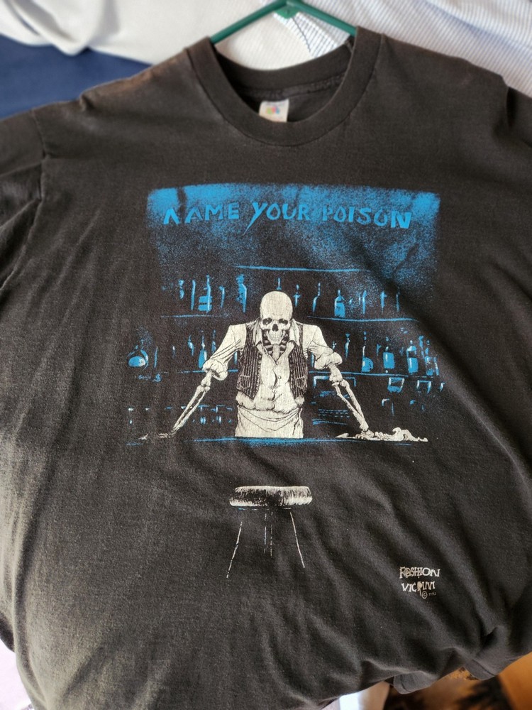 vintage 1992 fashion victim name your poison shirt