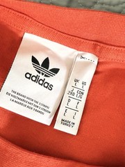 NEW MENS ADIDAS ORIGINALS TREFOILTEE T SHIRT LARGE #DV3286 Orange Allover Spell