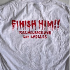Nasty Neckface LA Video Games “Finish Him” Graphic T-Shirt / L / White Cotton