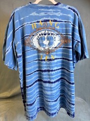 Vintage Hang Ten Men’s XL T-Shirt Blue Tie Dye Striped Single Stitch Surf Skate
