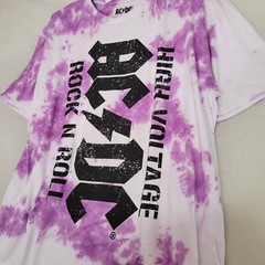 ACDC HIGH VOLTAGE Shirt Mens 2XL XXL Purple TIE DYE Casual ROCK NWT