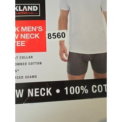 Kirkland Signature Crew Neck Tee Shirts Mens L White 6 Pack 100% Cotton Tagless