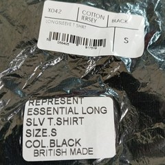 REPRESENT Essential LongSleeve T-Shirt LS Black Small (S) 100% Cotton