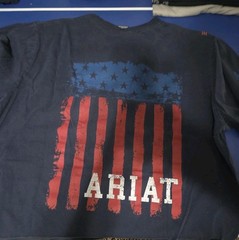 Ariat Men’s Blue Patriotic Graphic Logo Crew Neck Long Sleeve T-Shirt XLT