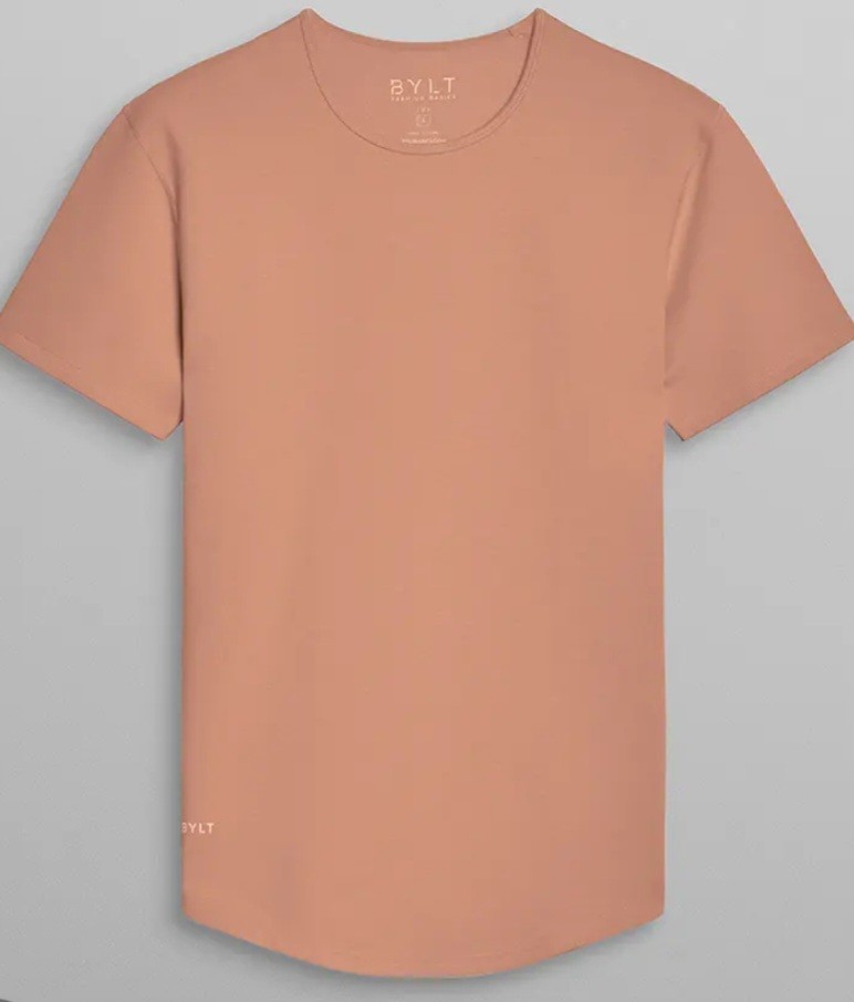 Bylt Mens Pink Clay Drop Cut Lux Short-sleeved T-shirt Size XXL