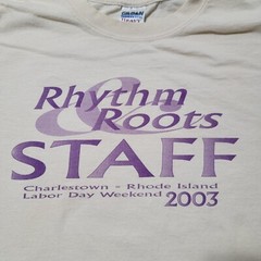 Rhythm and Roots Staff T Shirt 2003 Adult XL Charleston RI Bluegrass Festival