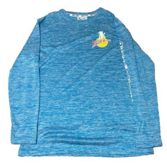 Spicy Tuna Swim Shirt Mens Small Blue Long Sleeve Reggae Beach Light Weight EUC