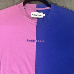 Teddy Fresh Color Block T Shirt Men’s Small – Pink Blue Crewneck Logo