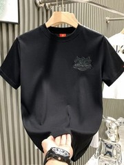 Men’s Luxury Embroidered Lion T-Shirt Short Sleeve Casual Slim Fit Crew Neck Top