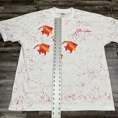 Vintage 90s All Over Print Fish Tshirt XL White Single Stitch Hand Painted VTG