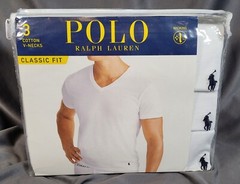 Polo Ralph Lauren 3 Classic Fit V-Neck T-Shirts S White Combed Cotton SHIPS FREE